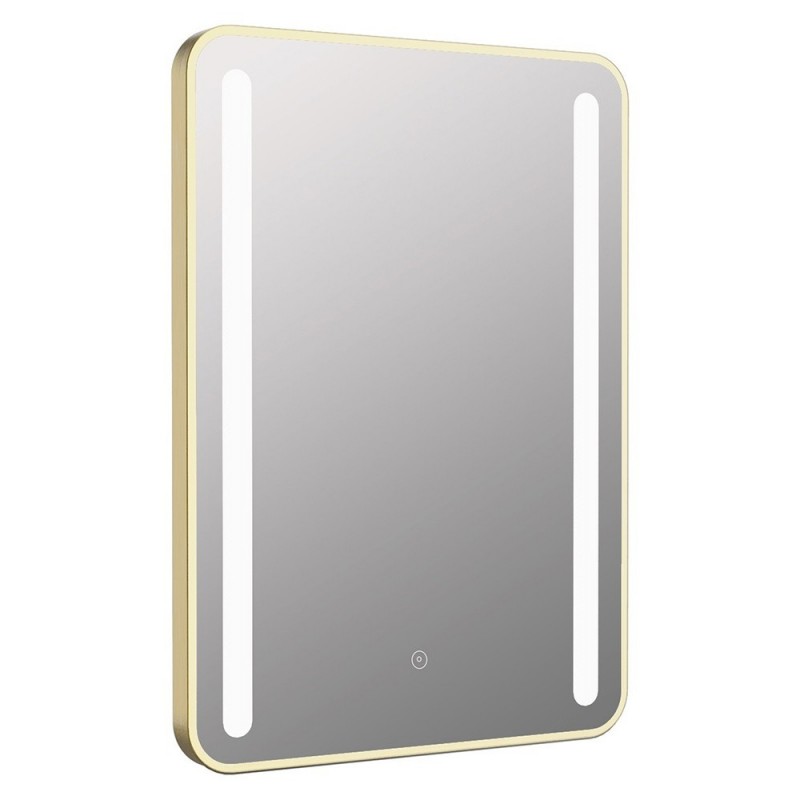 Nebraska 500mm (w) x 700mm (h) Rounded Front-Lit LED Mirror - Brushed Brass