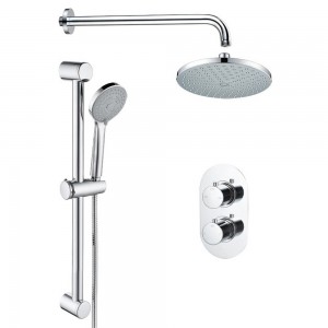 Round Concealed Valve Head & Arm Shower Pack - Chrome