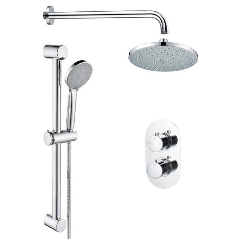 Round Concealed Valve Head & Arm Shower Pack - Chrome