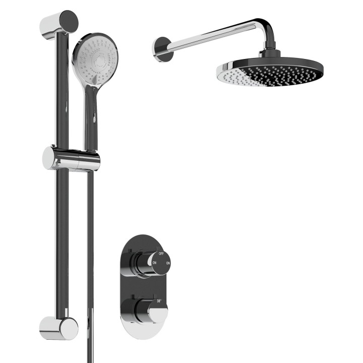 Round Concealed Valve Head & Arm Shower Pack - Chrome