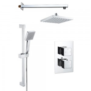 Square Concealed Valve Head & Arm Shower Pack - Chrome