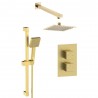 Square Concealed Valve Head & Arm Shower Pack - Brushed Brass