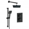 Square Concealed Valve Head & Arm Shower Pack - Matt Black