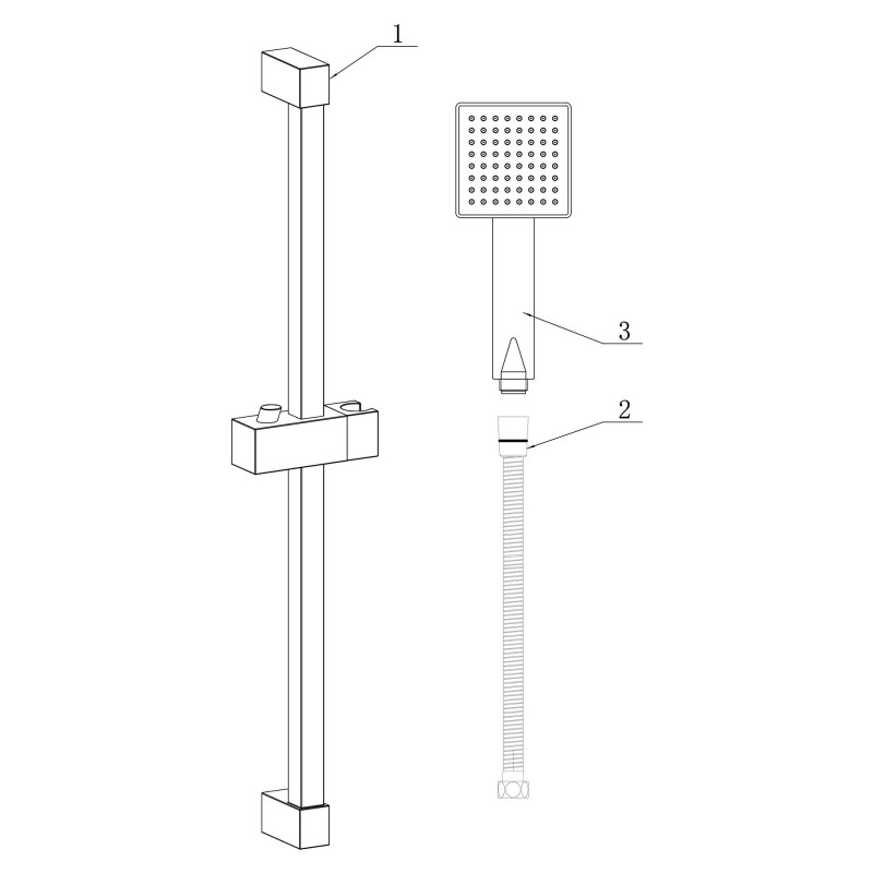 Square Slider Rail Kit & Single Mode Handset - Matt Black - Insitu