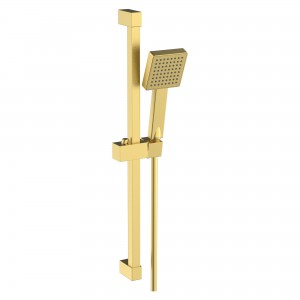 Square Slider Rail Kit & Single Mode Handset - Brushed Brass