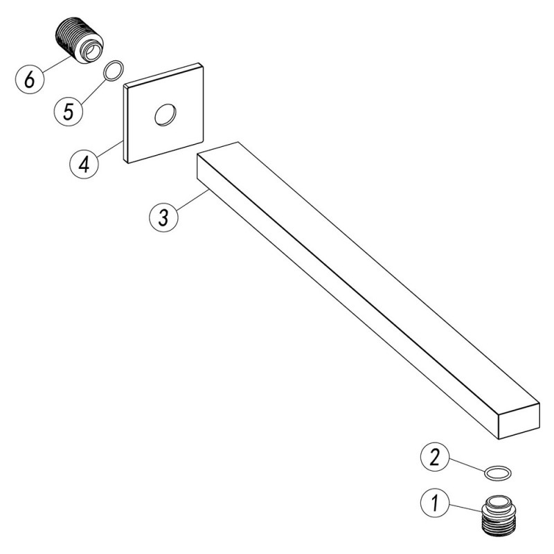 Square Shower Arm 300mm - Matt Black - Insitu