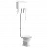 Bari High Level WC & Satin White Wood Effect Seat With Brass Hinges