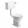 Bari Low Level WC & Satin White Wood Effect Seat With Brass Hinges