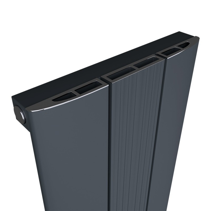 280mm (w) x 1600mm (h) "Thor" Anthracite Vertical Aluminium Radiator (3 Extrusions) - Insitu