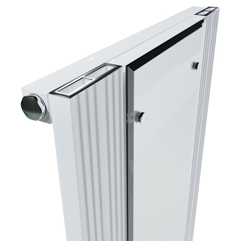 465mm (w) x 1700mm (h) Newborough White Flat Panel Aluminium Mirror Radiator - close up