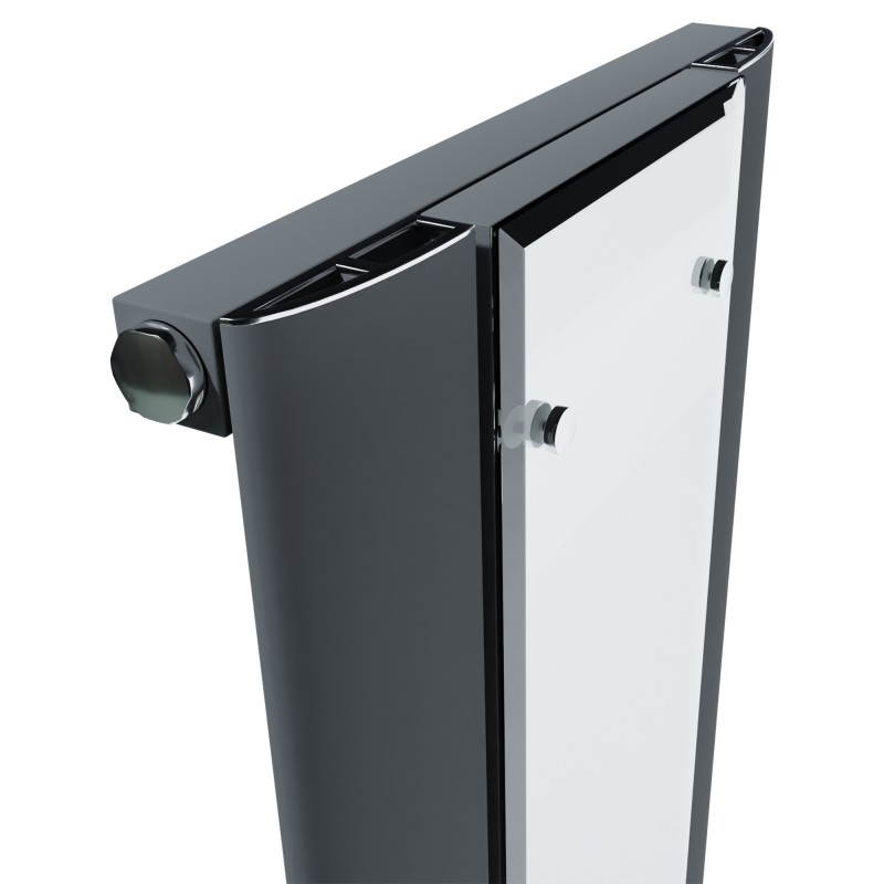 365mm(w) x 1800mm(h) "Thor" Anthracite Vertical Aluminium Mirror Radiator - close up