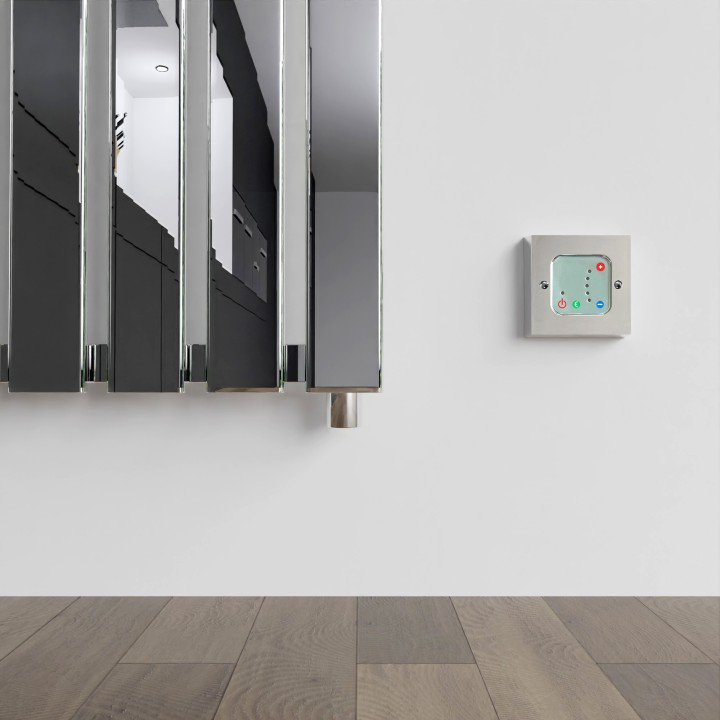 NOVA Chrome Electric Element & Chrome Wall Controller Insitu