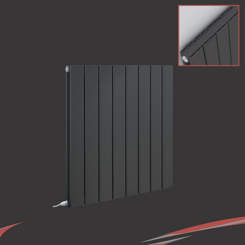 "Corwen Double" 588 x 600 Anthracite Horizontal Double Panel Electric Aluminium Radiator