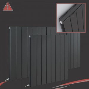 "Corwen Double" Anthracite Horizontal Double Panel Electric Aluminium Radiators