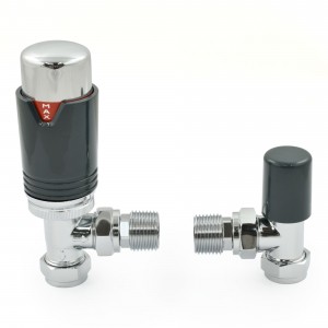 Modern Vee Designer Thermostatic Radiator Valves (Pair of Angled, Straight or Corner)