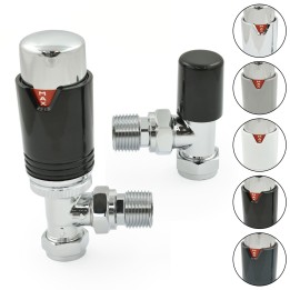 Modern Vee Designer Thermostatic Radiator Valves (Pair of Angled, Straight or Corner)