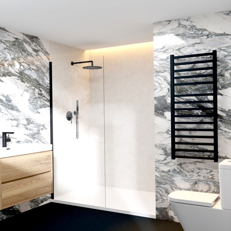 500mm(w) x 1165mm(h) "Denbigh" Black Towel Rail - Insitu