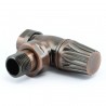 Traditional Gothic Styled Angled Thermostatic Radiator Valves - Antique Copper