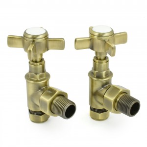Angled Lambeth Cross Head Traditional Manual Radiator Valves (Pair) 5 Finishes