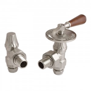 Traditional Wooden Lever Angled Manual Radiator Valves - 3 Finishes