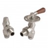 Traditional Wooden Lever Angled Manual Radiator Valve - Brushed Nickel