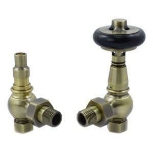 Traditional Angled Thermostatic Radiator Valves Wooden Handle - 7 Finishes