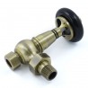 Traditional Angled Thermostatic Radiator Valves Wooden Handle - Antique Brass