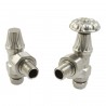 Traditional Umbrella Styled Angled Manual Radiator Valves - Brushed Nickel