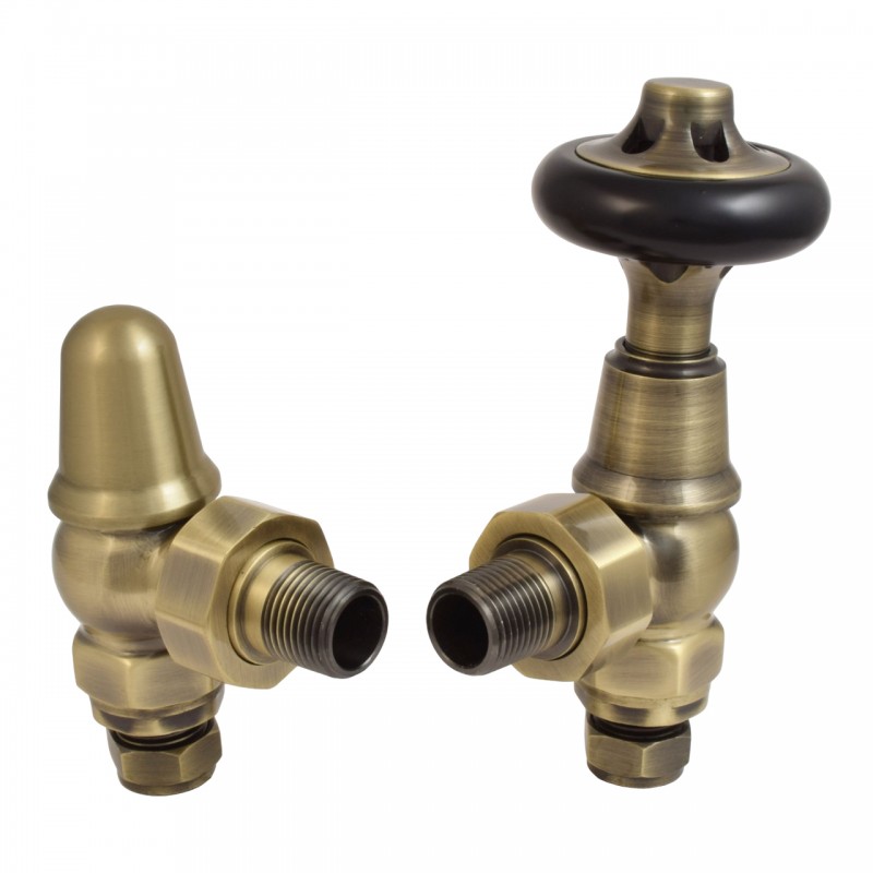 Traditional Round Top Angled Manual Radiator Valves - 4 Finishes
