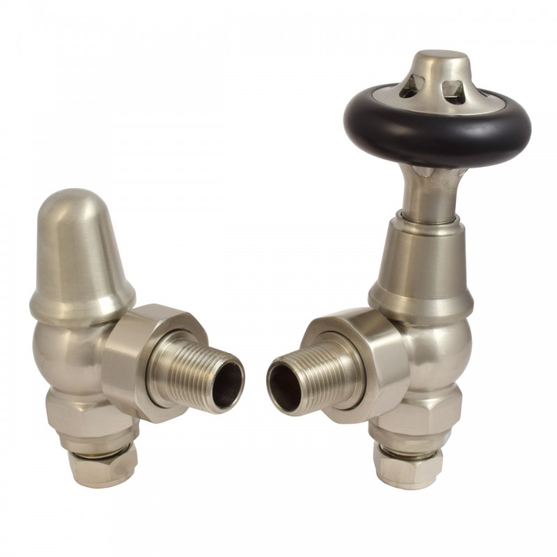 Traditional Round Top Angled Manual Radiator Valves - 4 Finishes