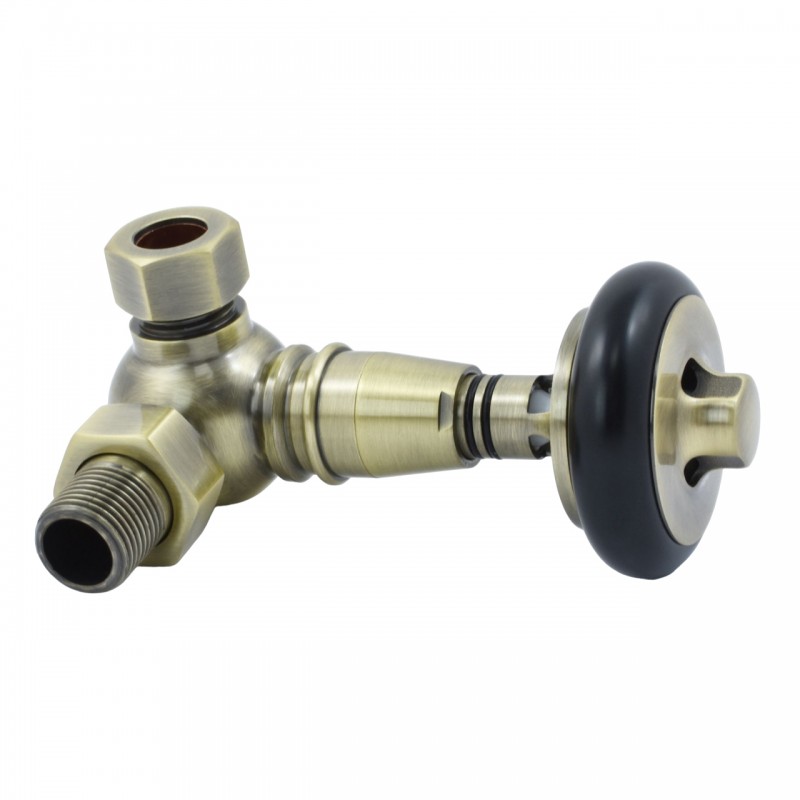 Traditional Corner Thermostatic Radiator Valves Wooden Handle - 6 Finishes