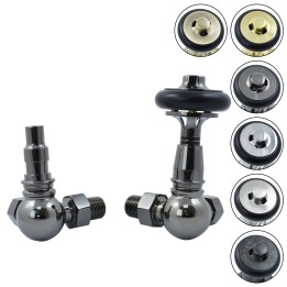 Traditional Corner Thermostatic Radiator Valves Wooden Handle - 6 Finishes