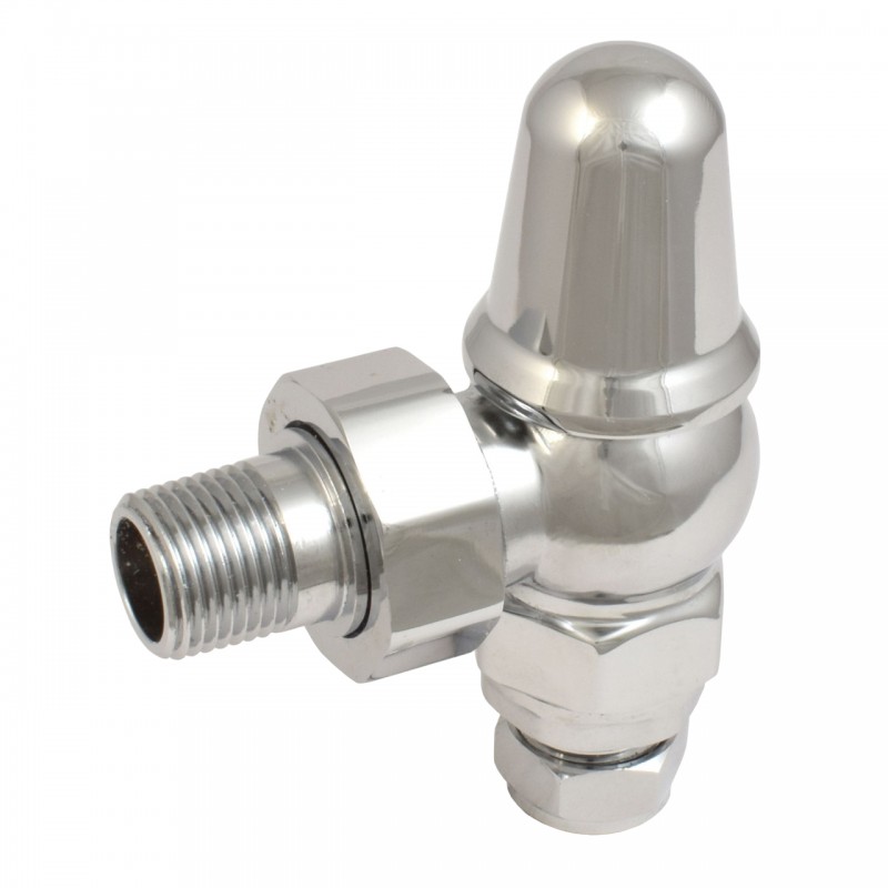 Traditional Round Top Angled Thermostatic Radiator Valves - 4 Finishes