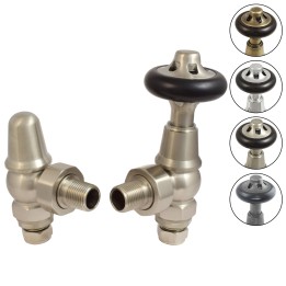 Traditional Round Top Angled Thermostatic Radiator Valves - 4 Finishes
