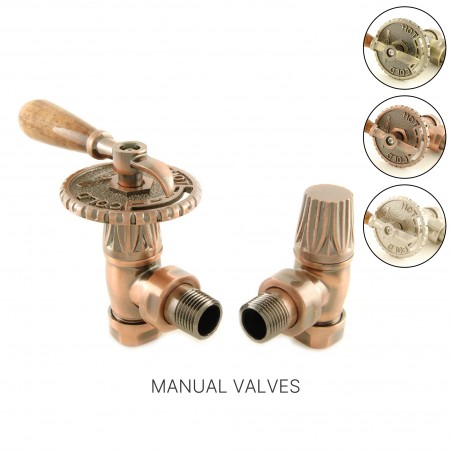 Angled "Canterbury" Lever Handle Traditional Manual Radiator Valves (Pair) 3 Finishes
