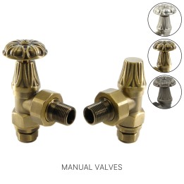 Traditional Umbrella Styled Angled Manual Radiator Valves - 3 Finishes