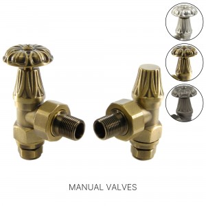 Traditional Umbrella Styled Angled Manual Radiator Valves - 3 Finishes