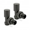 Angled Brushed Gunmetal Valves for Radiators & Towel Rails (Pair)