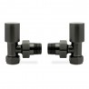 Angled Brushed Gunmetal Valves for Radiators & Towel Rails (Pair)