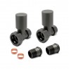 Straight Brushed Gunmetal Valves for Radiators & Towel Rails (Pair) - Components