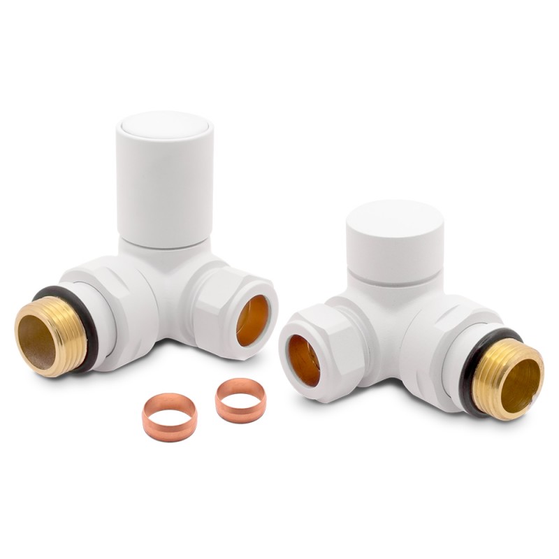 Corner White Valves for Radiators & Towel Rails (Pair) - Components