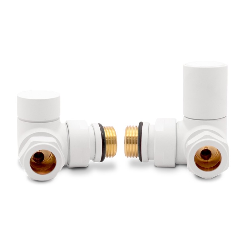 Corner White Valves for Radiators & Towel Rails (Pair)