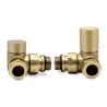 Corner Brushed Brass Valves for Radiators & Towel Rails (Pair)