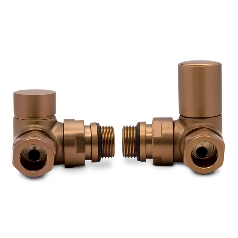 Corner Brushed Bronze Valves for Radiators & Towel Rails (Pair)