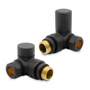 Corner Mineral Anthracite Valves for Radiators & Towel Rails (Pair)