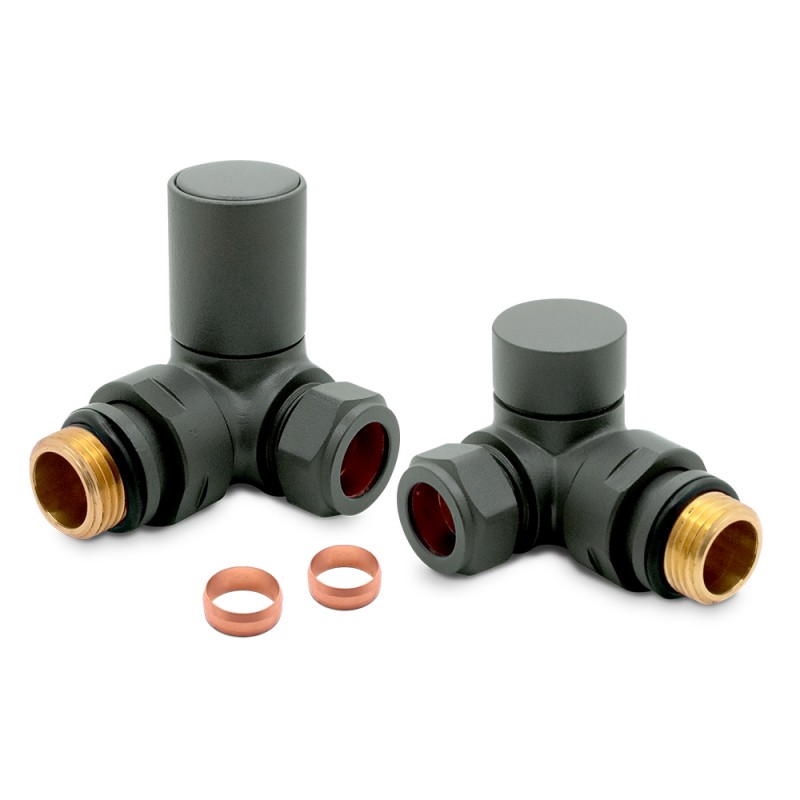 Corner Basalt Grey Valves for Radiators & Towel Rails (Pair) - Components