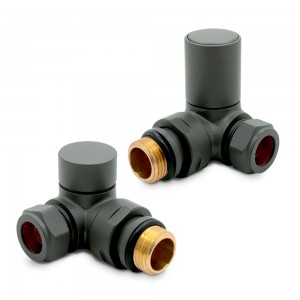 Corner Basalt Grey Valves for Radiators & Towel Rails (Pair)