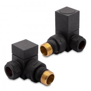 Corner Mineral Anthracite "Square" Valves for Radiators & Towel Rails (Pair)