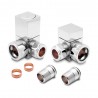 Corner Chrome "Square" Valves for Radiators & Towel Rails (Pair) - Components