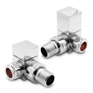 Corner Chrome "Square" Valves for Radiators & Towel Rails (Pair)